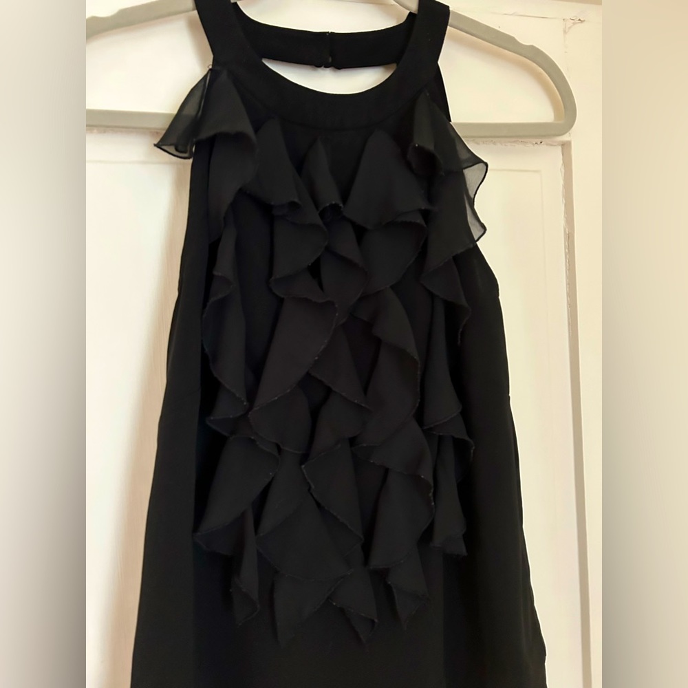 KENAR S halter ruffled front button at back neckline
